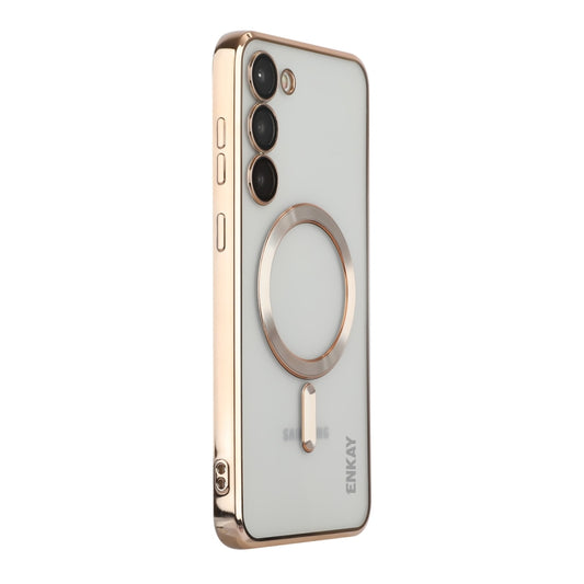 For Samsung Galaxy S23+ 5G ENKAY Electroplated MagSafe Shockproof TPU Phone Case with Lens Film(Gold) - Galaxy S23+ 5G Cases by ENKAY | Online Shopping UK | buy2fix