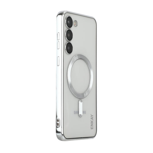 For Samsung Galaxy S23+ 5G ENKAY Electroplated MagSafe Shockproof TPU Phone Case with Lens Film(Silver) - Galaxy S23+ 5G Cases by ENKAY | Online Shopping UK | buy2fix