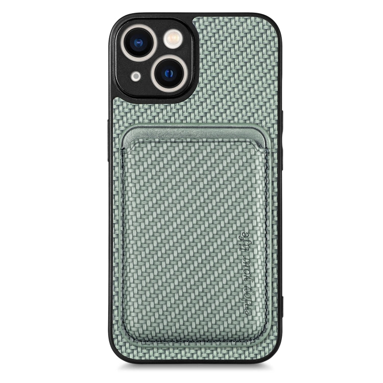 For iPhone 14 Pro Carbon Fiber Leather Card Magsafe Magnetic Phone Case(Green) - iPhone 14 Pro Cases by buy2fix | Online Shopping UK | buy2fix
