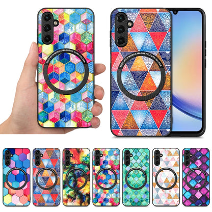 For Samsung Galaxy A34 5G Colored Drawing Leather Skin Magnetic Back Cover Phone Case(Magic Space) - Galaxy Phone Cases by buy2fix | Online Shopping UK | buy2fix