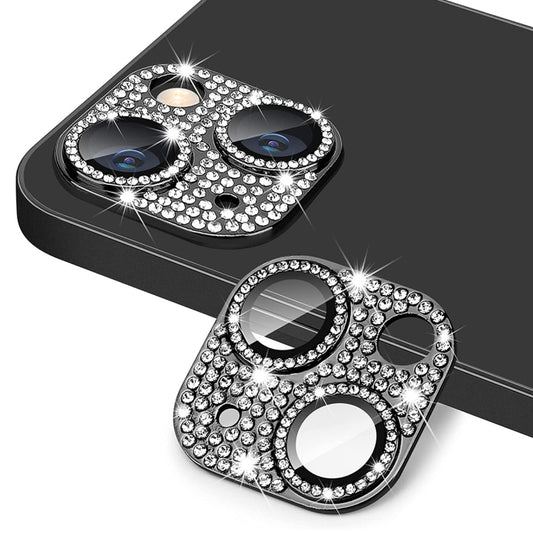 For iPhone 13 / 13 mini ENKAY Hat-Prince Blink Diamond Camera Lens Aluminium Alloy Tempered Glass Film(Black) - iPhone 13 Tempered Glass by ENKAY | Online Shopping UK | buy2fix