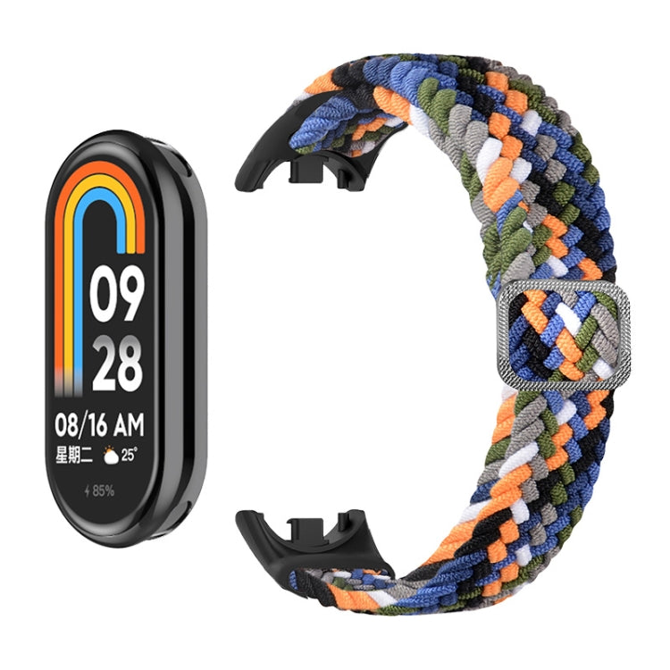 For Xiaomi Mi Band 8 ENKAY Hat-Prince 2 in 1 Set Full Coverage Screen Protector + Elastic Braided Nylon Watch Band(Rainbow) - Watch Bands by ENKAY | Online Shopping UK | buy2fix