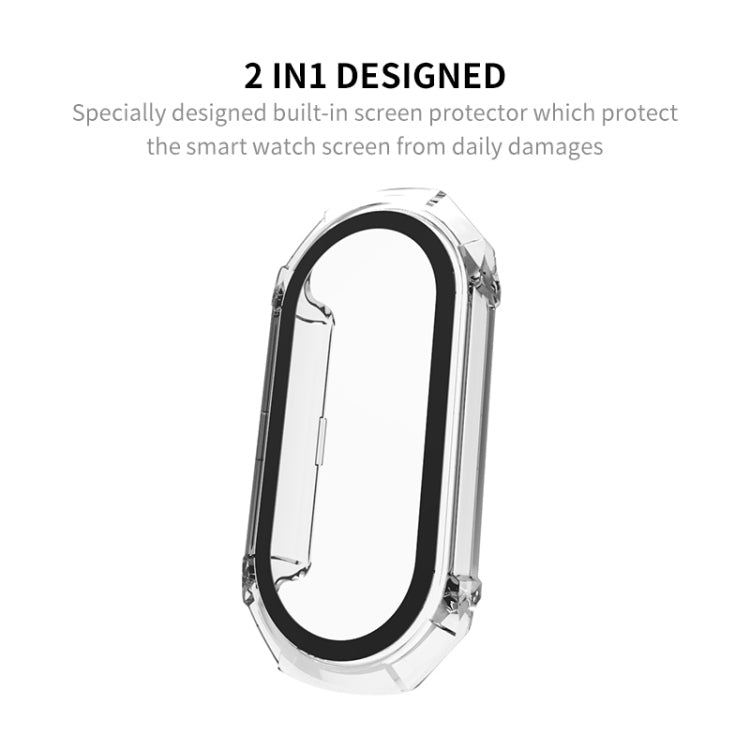 For Xiaomi Mi Band 8 ENKAY Hat-Prince Full Coverage PC Frame + Tempered Glass Film Watch Case(Green) - Watch Cases by ENKAY | Online Shopping UK | buy2fix