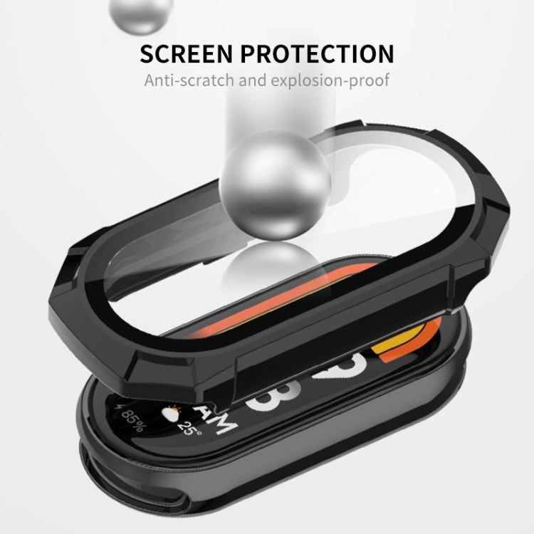 For Xiaomi Mi Band 8 ENKAY Hat-Prince Full Coverage PC Frame + Tempered Glass Film Watch Case(Green) - Watch Cases by ENKAY | Online Shopping UK | buy2fix