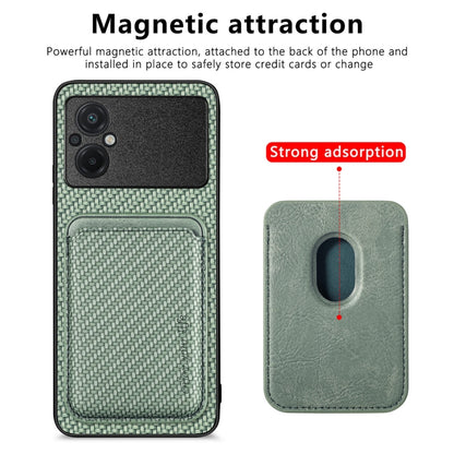 For Xiaomi POCO M5 4G Carbon Fiber Leather Card Magsafe Phone Case(Green) - Xiaomi Cases by buy2fix | Online Shopping UK | buy2fix