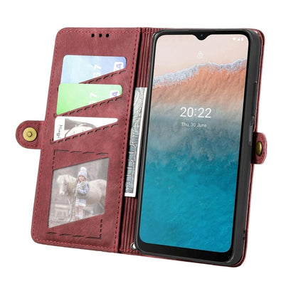 For Nokia C21 Plus Geometric Zipper Wallet Side Buckle Leather Phone Case(Red) - Nokia Cases by buy2fix | Online Shopping UK | buy2fix