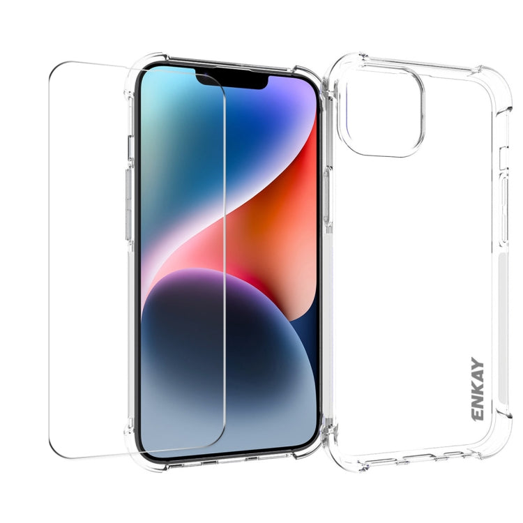 For iPhone 14 ENKAY Transparent TPU Shockproof Phone Case with Glass Film - iPhone 14 Cases by ENKAY | Online Shopping UK | buy2fix