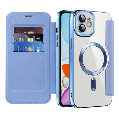 For iPhone 15 Shield Magsafe RFID Anti-theft Rhombus Leather Phone Case(Blue) - iPhone 15 Cases by buy2fix | Online Shopping UK | buy2fix