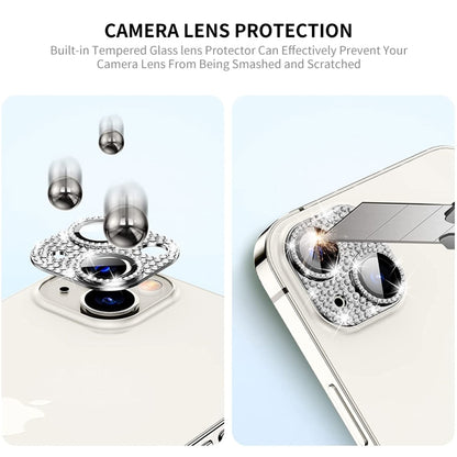 For iPhone 15 / 15 Plus ENKAY Hat-Prince Blink Diamond Camera Lens Aluminium Alloy + Tempered Glass Full Coverage Protector(Green) - iPhone 15 Tempered Glass by ENKAY | Online Shopping UK | buy2fix