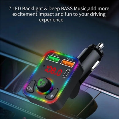 P3 Car Bluetooth Hands-Free AUX Audio Car MP3 Player FM Transmitter PD Fast Charger - Car Charger by buy2fix | Online Shopping UK | buy2fix