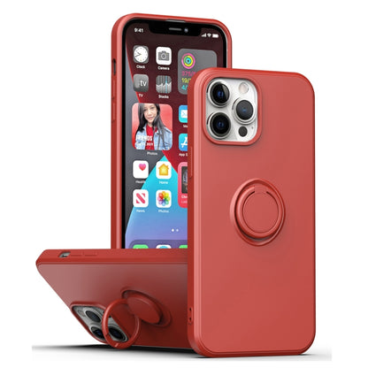 For iPhone 15 Pro Max Ring Kickstand Silicone Phone Case(Hawthorn Red) - iPhone 15 Pro Max Cases by buy2fix | Online Shopping UK | buy2fix