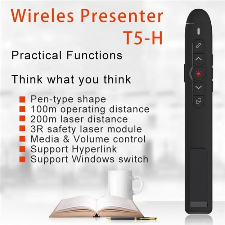 T5-H-L Red Laser Pointer Presentation Clicker 2.4GHz PPT Remote Control Presenter Flip Pen -  by buy2fix | Online Shopping UK | buy2fix