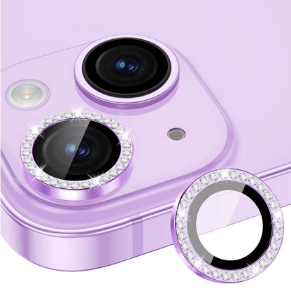 For iPhone 13 / 13 mini ENKAY AR Anti-reflection Individual Diamond Ring Camera Lens Glass Full Film(Light Purple) - iPhone 13 Tempered Glass by ENKAY | Online Shopping UK | buy2fix