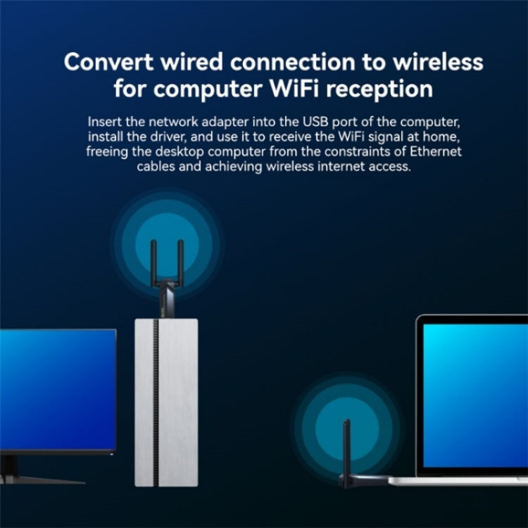 LB-LINK WDN1300H Dual Band 1300M USB Wireless Network Card Dual Antenna WiFi Receiver - USB Network Adapter by buy2fix | Online Shopping UK | buy2fix