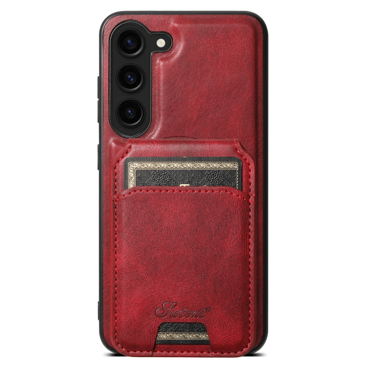 For Samsung Galaxy S23 5G Suteni H15  Oil Eax Leather Detachable Wallet Back Phone Case(Red) - Galaxy S23 5G Cases by Suteni | Online Shopping UK | buy2fix