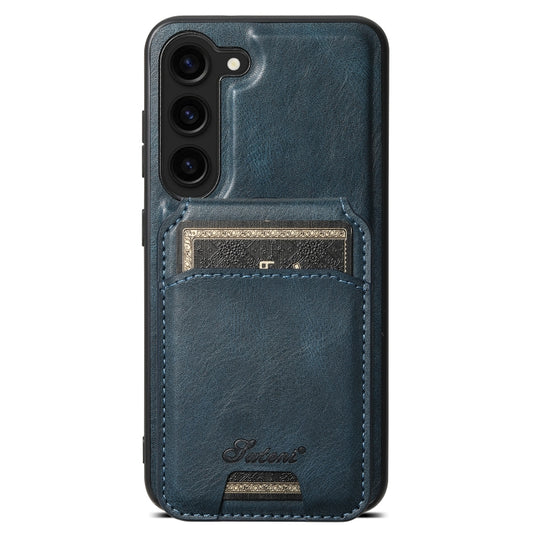 For Samsung Galaxy S24 5G Suteni H15 MagSafe Oil Eax Leather Detachable Wallet Back Phone Case(Blue) - Galaxy S24 5G Cases by Suteni | Online Shopping UK | buy2fix