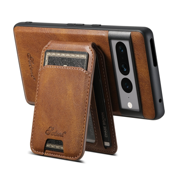 For Google Pixel 8 Pro Suteni H15 Oil Eax Leather Detachable Wallet Back Phone Case(Brown) - Google Cases by Suteni | Online Shopping UK | buy2fix