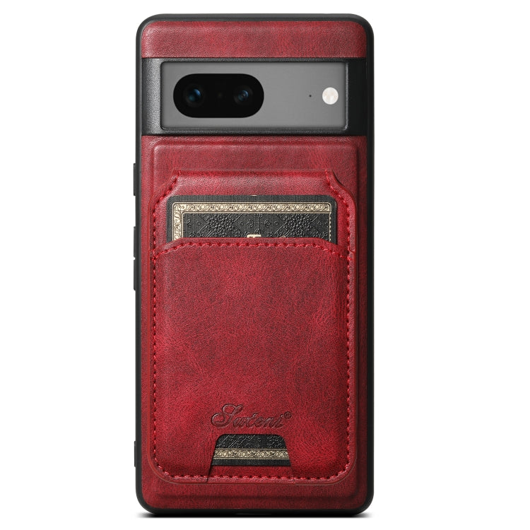 For Google Pixel 7 Suteni H15 Oil Eax Leather Detachable Wallet Back Phone Case(Red) - Google Cases by Suteni | Online Shopping UK | buy2fix