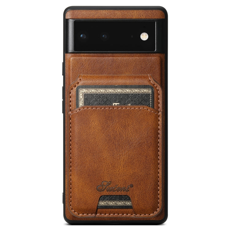 For Google Pixel 6 Suteni H15 Oil Eax Leather Detachable Wallet Back Phone Case(Brown) - Google Cases by Suteni | Online Shopping UK | buy2fix