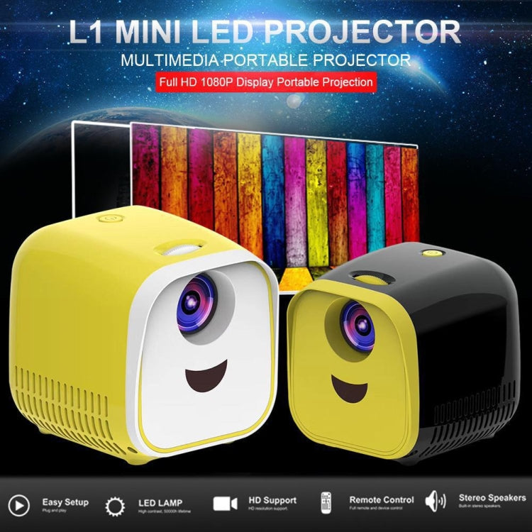 L1 Children Projector Mini LED Portable Home Speaker Projector, UK Plug(Yellow) - Consumer Electronics by buy2fix | Online Shopping UK | buy2fix
