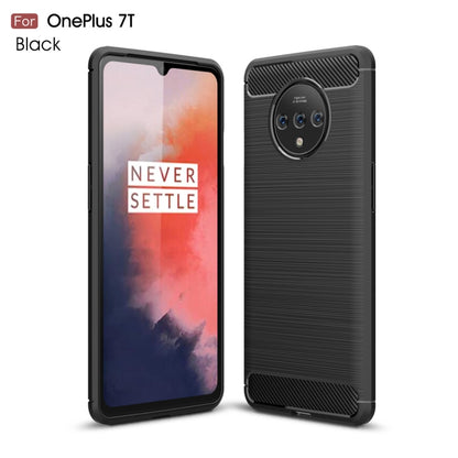 For Oneplus 7T Brushed Texture Carbon Fiber TPU Case(Black) - OnePlus Cases by buy2fix | Online Shopping UK | buy2fix