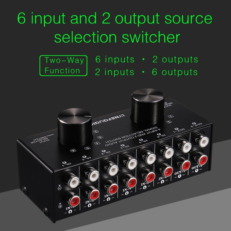 B026 6 Input 2 Output Or 2 Input 6 Output Audio Signal Source Selection Switcher RCA Port - Consumer Electronics by buy2fix | Online Shopping UK | buy2fix