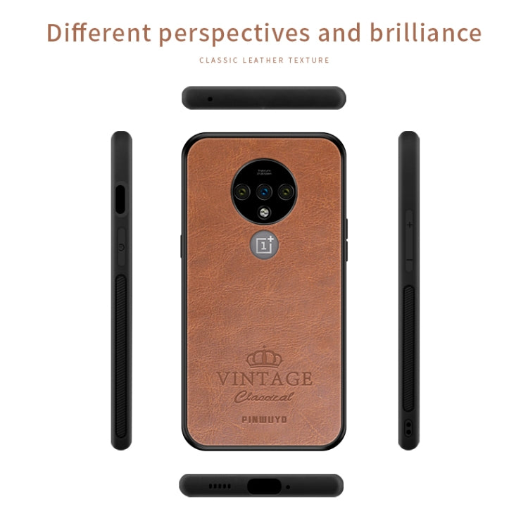 For Oneplus 7T PINWUYO Pin Rui Series Classical Leather, PC + TPU + PU Leather Waterproof And Anti-fall All-inclusive Protective Shell(Brown) - OnePlus Cases by PINWUYO | Online Shopping UK | buy2fix