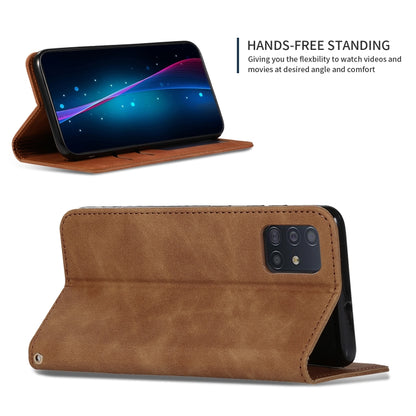 For Galaxy A51 Retro Skin Feel Business Magnetic Horizontal Flip Leather Case(Brown) - Galaxy Phone Cases by buy2fix | Online Shopping UK | buy2fix