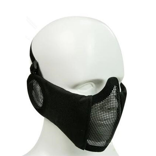 WoSporT Half Face Metal Net Field  Ear Protection Outdoor Cycling Steel Mask(Black) - Protective Helmet & Masks by buy2fix | Online Shopping UK | buy2fix