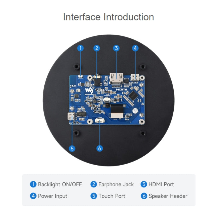 Waveshare 1080x1080 IPS Optically Bonded 5-Inch HDMI Circular 10-Point Touch Screen(24369) - Consumer Electronics by Waveshare | Online Shopping UK | buy2fix