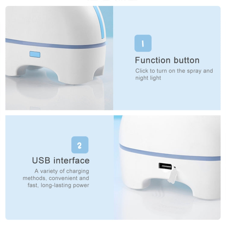 Mini Elephant Style 2.4MHz Ultrasound Household Air Purification USB Charging LED Light Humidifying Aromatherapy Purifier, Size:165x77.4x155 mm(White) - Home & Garden by buy2fix | Online Shopping UK | buy2fix