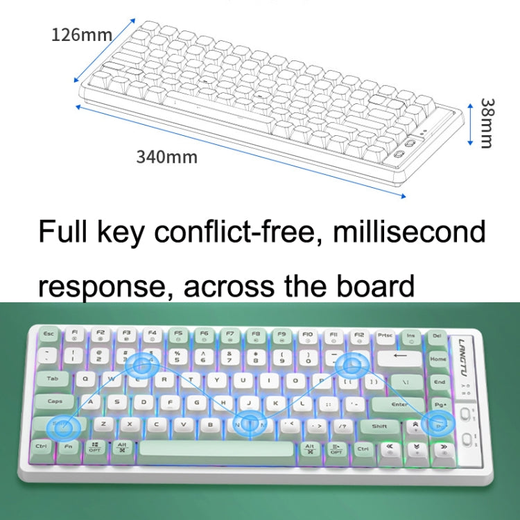 LANGTU GK85 85 Keys Gold Shaft Mechanical Wired Keyboard. Cable Length: 1.5m, Style:Glowing Version (Matcha Green) - Wired Keyboard by LANGTU | Online Shopping UK | buy2fix