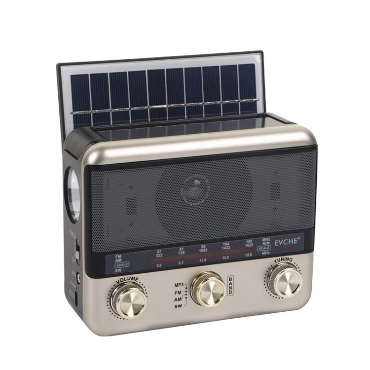 BAIJIALI EC-2110BTS Multifunctional Solar Radio Retro Full Band Card Radio(Brown) - Radio Player by BAIJIALI | Online Shopping UK | buy2fix