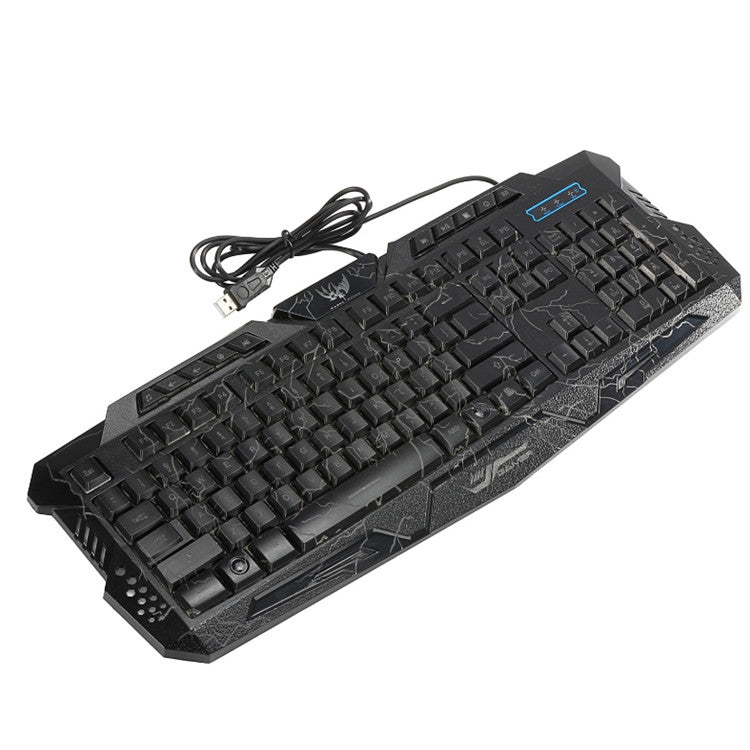 HXSJ J60 Crack Three-color Backlit Keyboard And Colorful Backlit Mouse Set(English Keyboard + Cracked Mouse) - Wired Keyboard by HXSJ | Online Shopping UK | buy2fix