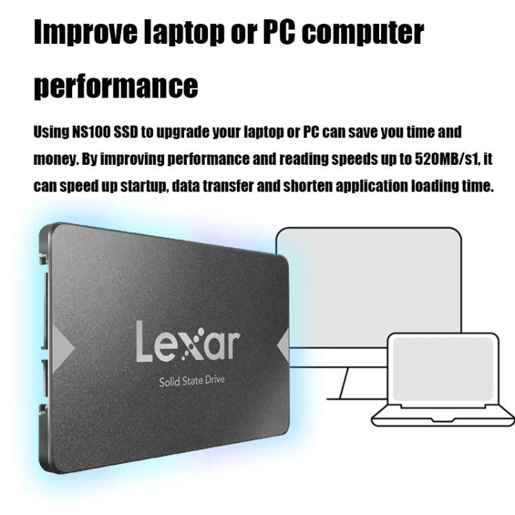 Lexar NS100 2.5 inch SATA3 Notebook Desktop SSD Solid State Drive, Capacity: 256GB(Gray) - External Solid State Drives by Lexar | Online Shopping UK | buy2fix