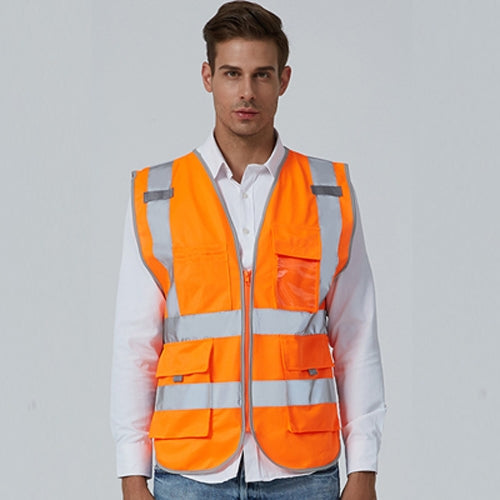 Multi-pockets Safety Vest Reflective Workwear Clothing, Size:L-Chest 118cm(Orange) - Reflective Safety Clothing by buy2fix | Online Shopping UK | buy2fix