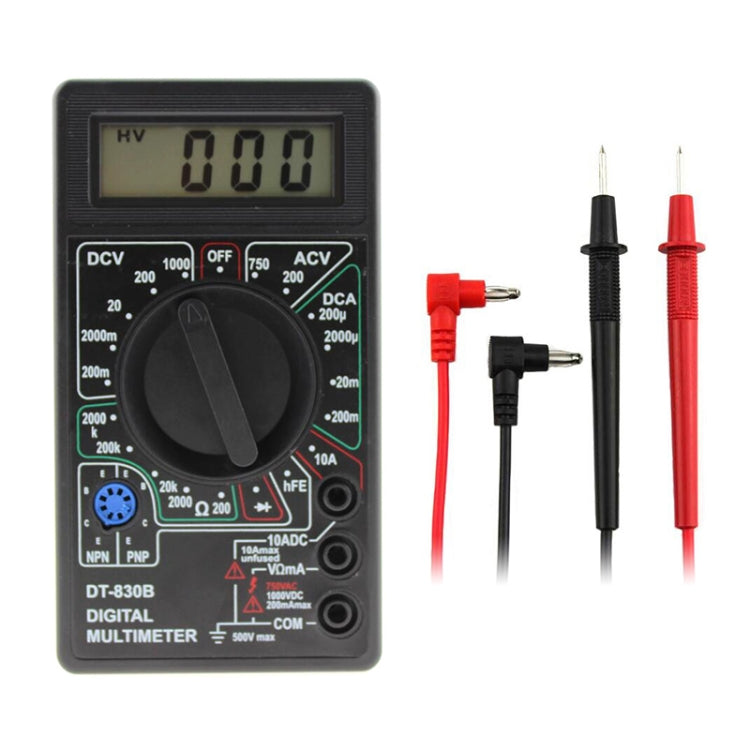 DT-830B Handheld Digital Multimeter Ammeter Voltmeter Digital Display Universal Tester Meter(Black) - Voltage Detector by buy2fix | Online Shopping UK | buy2fix