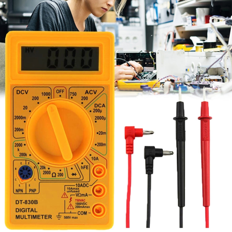 DT-830B Handheld Digital Multimeter Ammeter Voltmeter Digital Display Universal Tester Meter(Black) - Voltage Detector by buy2fix | Online Shopping UK | buy2fix