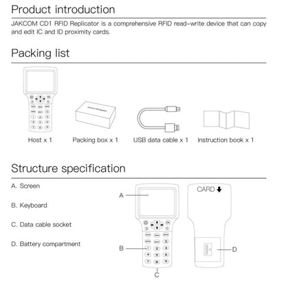 JAKCOM CD1 Access Control Proximity Card Duplicator RFID/ICID Card Reader Card Reader - Access Card by JAKCOM | Online Shopping UK | buy2fix