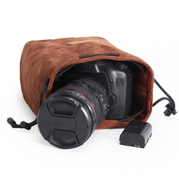 S.C.COTTON Liner Shockproof Digital Protection Portable SLR Lens Bag Micro Single Camera Bag Square Brown L - Camera Accessories by S.C.COTTON | Online Shopping UK | buy2fix