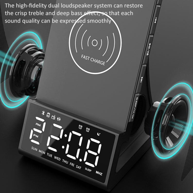 X7 Multifunctional Wireless Charging Bluetooth Speaker with Alarm Clock & Radio & Remote Control, Specification: AU Plug - Desktop Speaker by buy2fix | Online Shopping UK | buy2fix