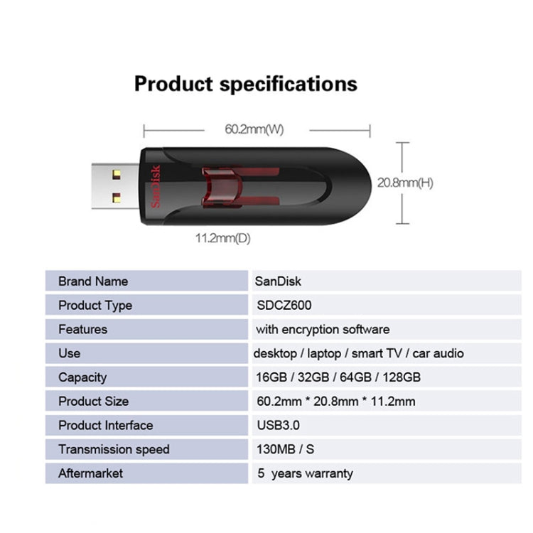 SanDisk CZ600 USB 3.0 High Speed U Disk, Capacity: 64GB -  by SanDisk | Online Shopping UK | buy2fix