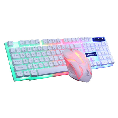 LIMEIDE GTX300 1600DPI 104 Keys USB Rainbow Suspended Backlight Wired Luminous Keyboard and Mouse Set, Cable Length: 1.4m(White) - Wired Keyboard by LIMEIDE | Online Shopping UK | buy2fix