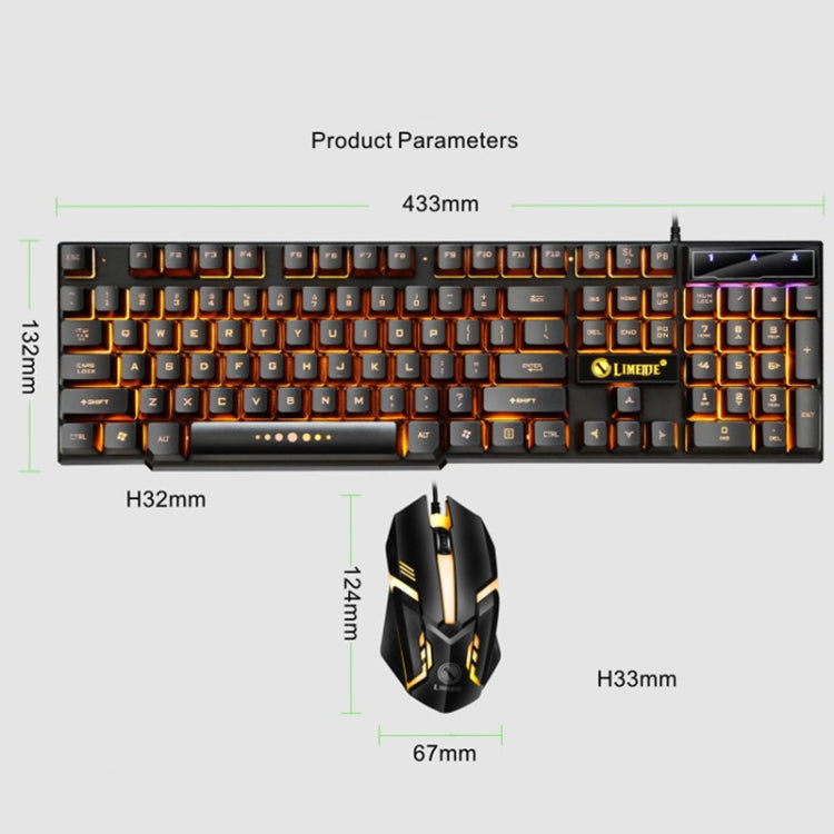 LIMEIDE GTX300 1600DPI 104 Keys USB Rainbow Suspended Backlight Wired Luminous Keyboard and Mouse Set, Cable Length: 1.4m(White) - Wired Keyboard by LIMEIDE | Online Shopping UK | buy2fix