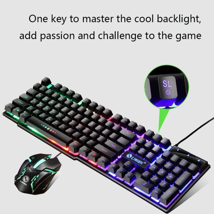 LIMEIDE GTX300 1600DPI 104 Keys USB Rainbow Suspended Backlight Wired Luminous Keyboard and Mouse Set, Cable Length: 1.4m(White) - Wired Keyboard by LIMEIDE | Online Shopping UK | buy2fix