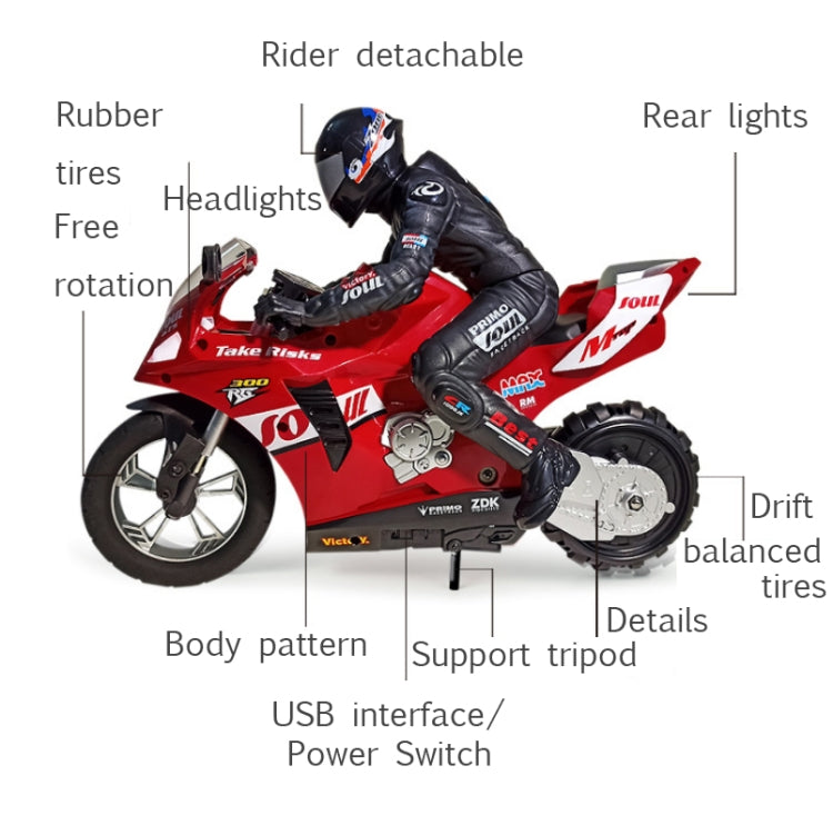 2.4G Remote Control Self-Balancing Stunt Motorcycle Single-Wheel Standing Electric Toy Car(Red) - RC Cars by buy2fix | Online Shopping UK | buy2fix