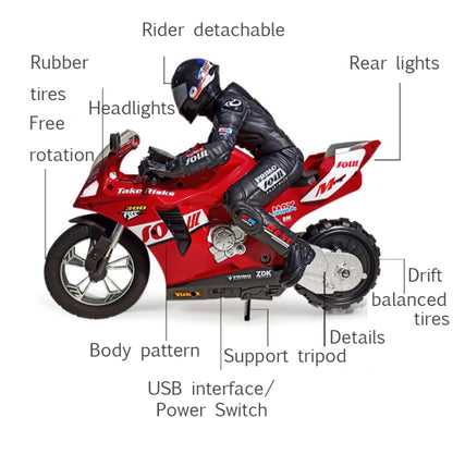 2.4G Remote Control Self-Balancing Stunt Motorcycle Single-Wheel Standing Electric Toy Car(Red) - RC Cars by buy2fix | Online Shopping UK | buy2fix