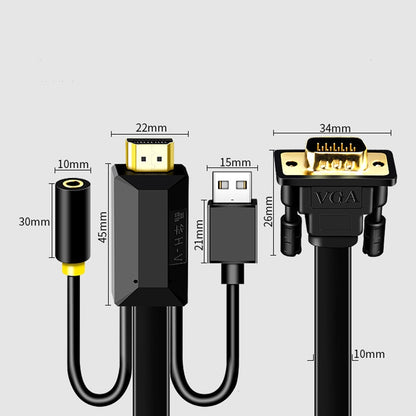 3m JH HV10 1080P HDMI to VGA Cable Projector TV Box Computer Notebook Industrial Display Adapter Cable - Cable by JH | Online Shopping UK | buy2fix