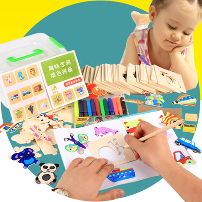 Wooden Painting Template Toy Kit Baby Graffiti Learning Drawing Tools - Drawing Toys by buy2fix | Online Shopping UK | buy2fix