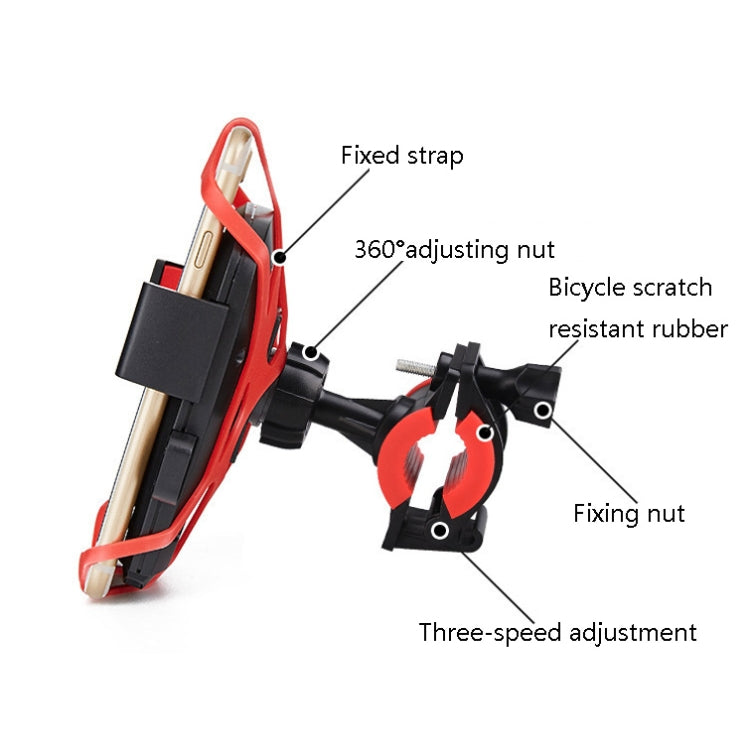 Bicycle Automatic Lock Mobile Phone Bracket 360 Degree Rotating Carrier Cycling Bracket(Red (Silicone Strap)) - Holders by buy2fix | Online Shopping UK | buy2fix